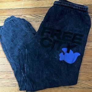 Blue stone washed style like new Free City sweatpants.